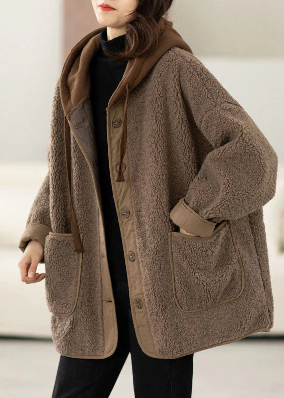 Chocolate Fake Two Piece Fine Cotton Filled Teddy Faux Fur Jackets Hooded Drawstring Winter - republicanstateiChocolate Fake Two Piece Fine Cotton Filled Teddy Faux Fur Jackets Hooded Drawstring Winter - republicanstatei
