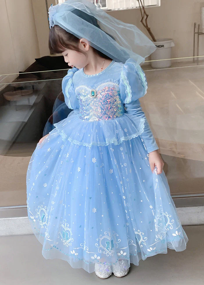 Cute Blue Ruffled Sequins Patchwork Tulle Kids Girls Princess Dresses Fall - republicanstateiCute Blue Ruffled Sequins Patchwork Tulle Kids Girls Princess Dresses Fall - republicanstatei