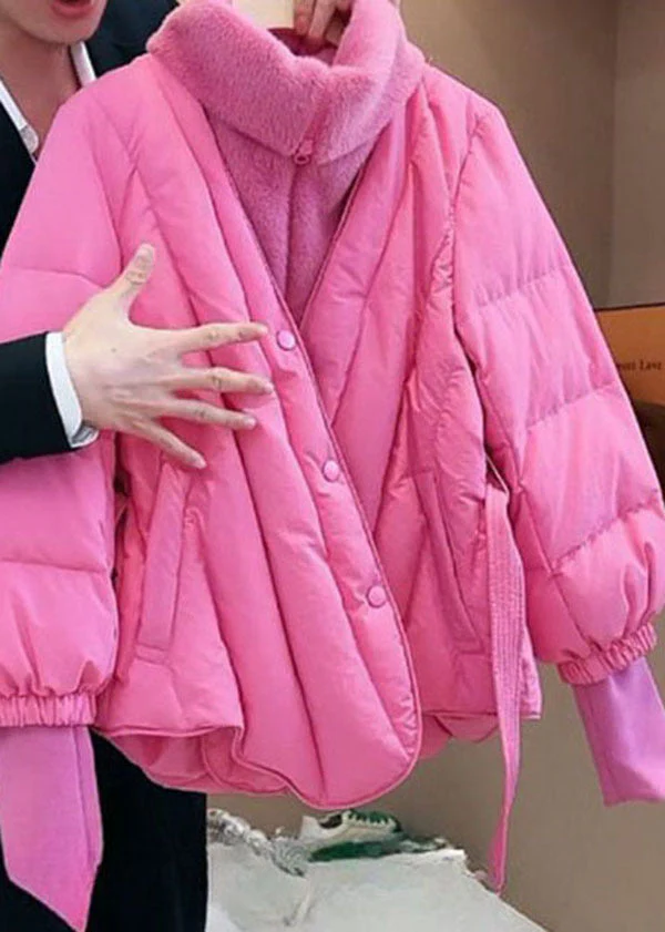 Style Pink Fur collar Patchwork Fine Cotton Filled Fake Two Piece Jacket In Winter - republicanstateiStyle Pink Fur collar Patchwork Fine Cotton Filled Fake Two Piece Jacket In Winter - republicanstatei