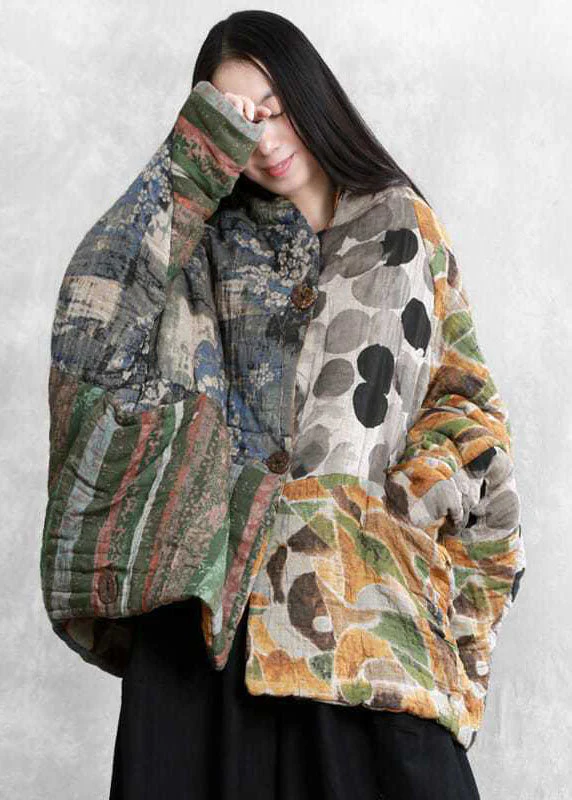 Italian Colorblock Oversized Patchwork Print Fine Cotton Filled Parkas Winter - republicanstateiItalian Colorblock Oversized Patchwork Print Fine Cotton Filled Parkas Winter - republicanstatei