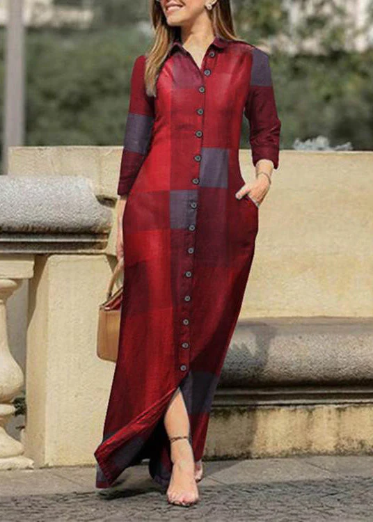 Plus Size Blue Peter Pan Collar Plaid Button Maxi Shirt Dresses Spring - republicanstateiPlus Size Blue Peter Pan Collar Plaid Button Maxi Shirt Dresses Spring - republicanstatei