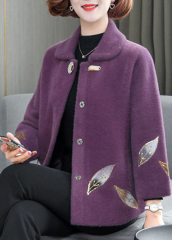 Purple Warm Mink Hair Velvet Coats Peter Pan Collar Embroideried Winter - republicanstateiPurple Warm Mink Hair Velvet Coats Peter Pan Collar Embroideried Winter - republicanstatei