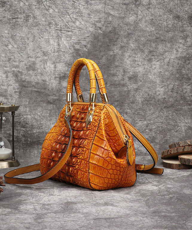 Beautiful Yellow Crocodile pattern Paitings Calf Leather Satchel Handbag - republicanstateiBeautiful Yellow Crocodile pattern Paitings Calf Leather Satchel Handbag - republicanstatei