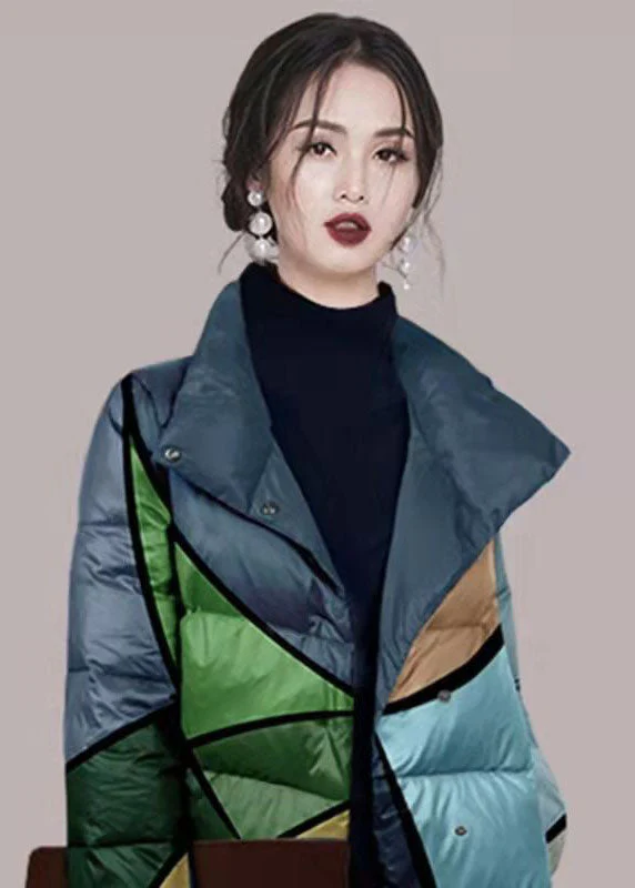 Bohemian Colorblock Stand Collar Print Fine Cotton Filled Puffers Jackets Winter - republicanstateiBohemian Colorblock Stand Collar Print Fine Cotton Filled Puffers Jackets Winter - republicanstatei