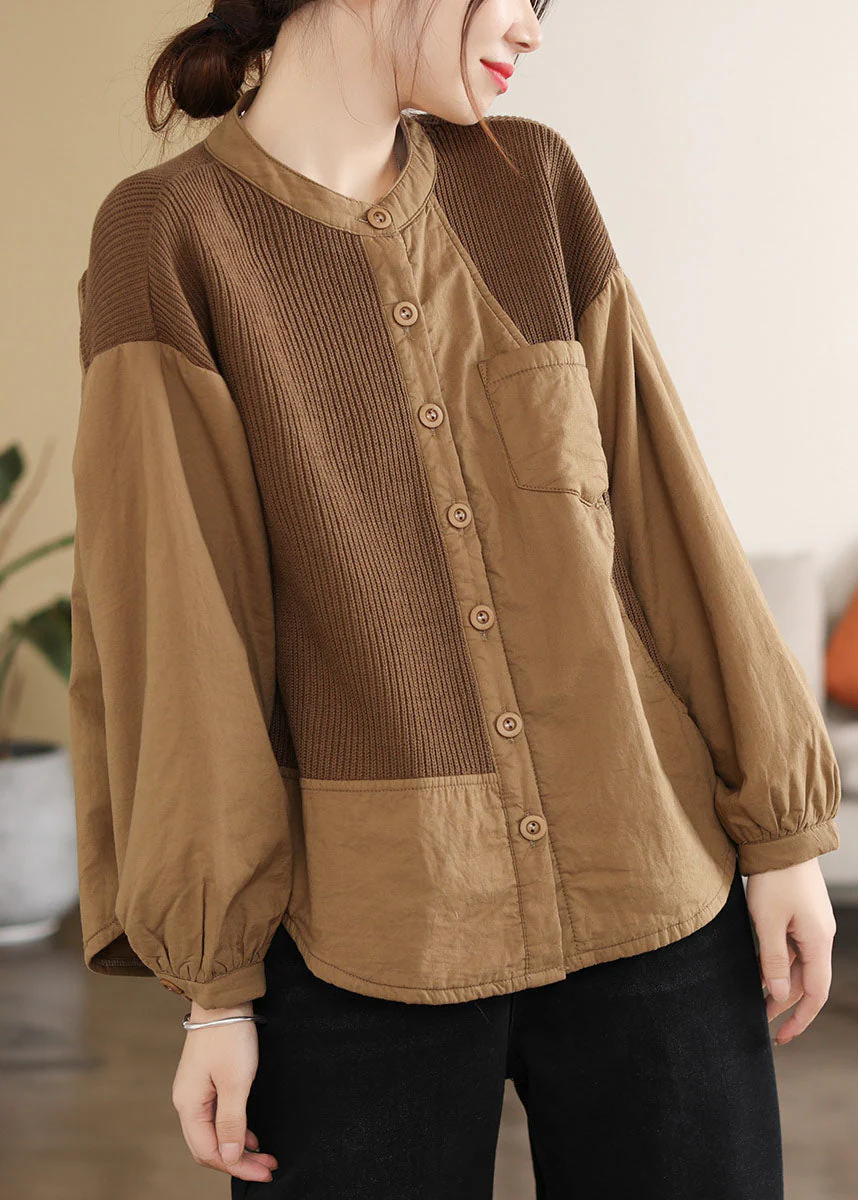 Classy Coffee O-Neck Patchwork Pockets Fine Cotton Filled Parka Jacket Winter - republicanstateiClassy Coffee O-Neck Patchwork Pockets Fine Cotton Filled Parka Jacket Winter - republicanstatei