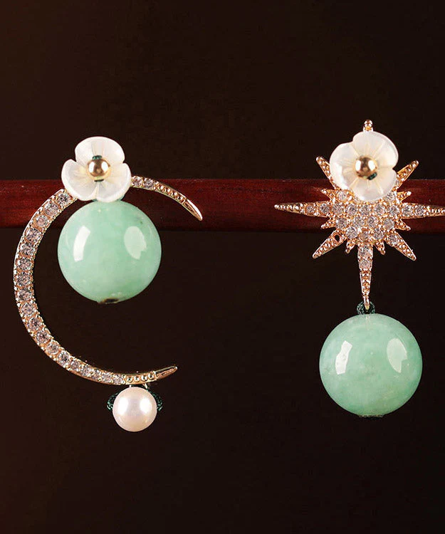 Beautiful Light Green Sterling Silver Zircon Shell Flower Pearl Hoop Earrings - republicanstateiBeautiful Light Green Sterling Silver Zircon Shell Flower Pearl Hoop Earrings - republicanstatei