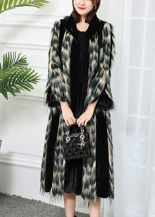 Plus Size Gradient Color Striped Patchwork Faux Leather And Fur Coat Outwear Winter - republicanstateiPlus Size Gradient Color Striped Patchwork Faux Leather And Fur Coat Outwear Winter - republicanstatei