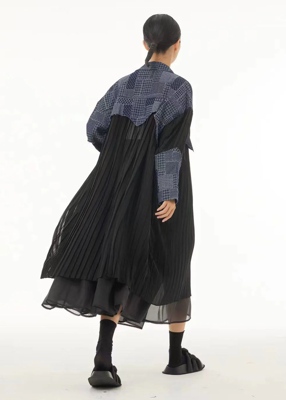 Plus Size Colorblock Oversized Denim Patchwork Wrinkled Chiffon Shirt Dresses Spring - republicanstateiPlus Size Colorblock Oversized Denim Patchwork Wrinkled Chiffon Shirt Dresses Spring - republicanstatei