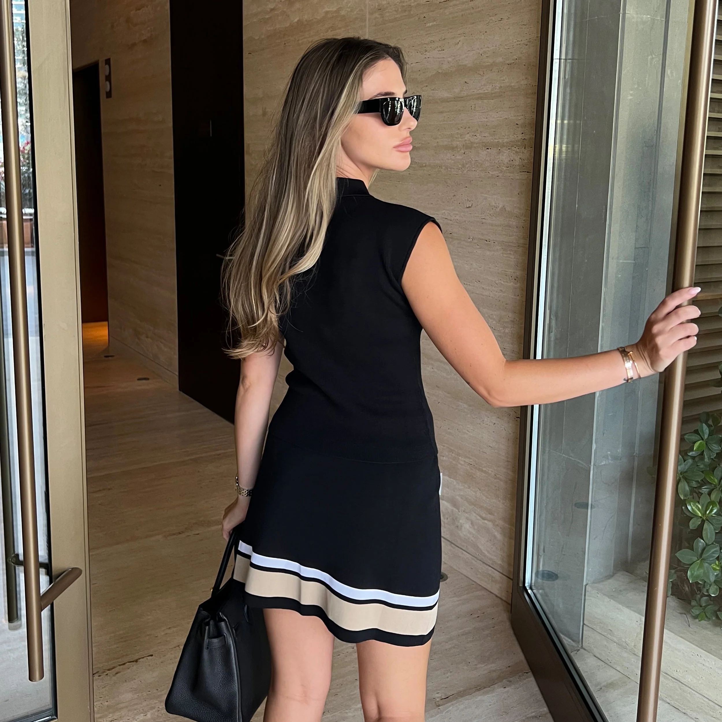 Knitted Box Pleat Skirt - Black - republicanstateiKnitted Box Pleat Skirt - Black - republicanstatei
