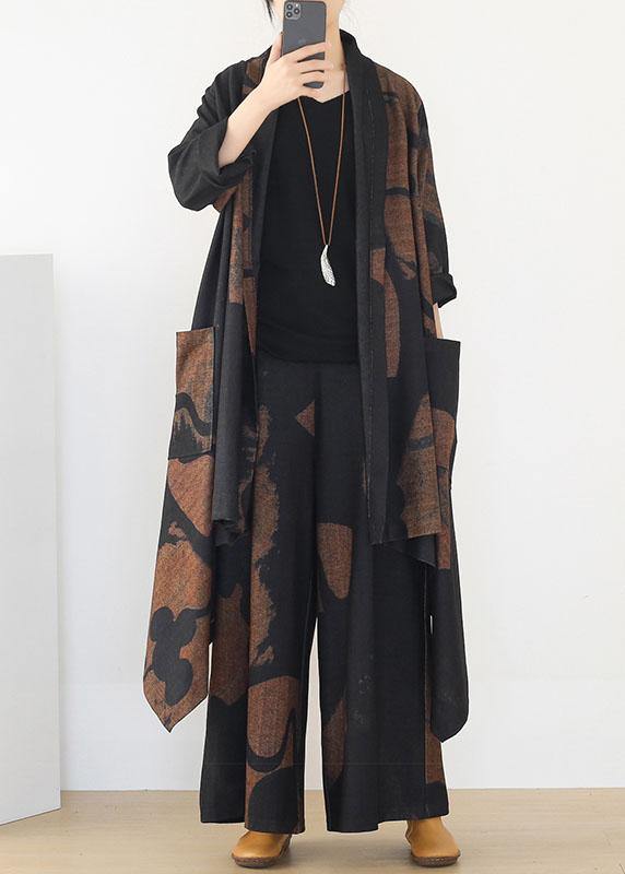 French Apricot Black Pockets Asymmetrical Design Fall Two Pieces Set Long sleeve - republicanstateiFrench Apricot Black Pockets Asymmetrical Design Fall Two Pieces Set Long sleeve - republicanstatei