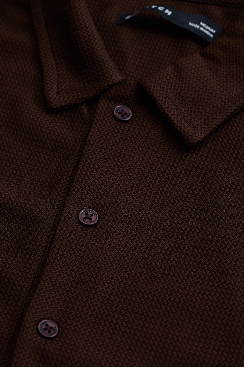 Dark Brown Textured Polo T-Shirt - republicanstateiDark Brown Textured Polo T-Shirt - republicanstatei