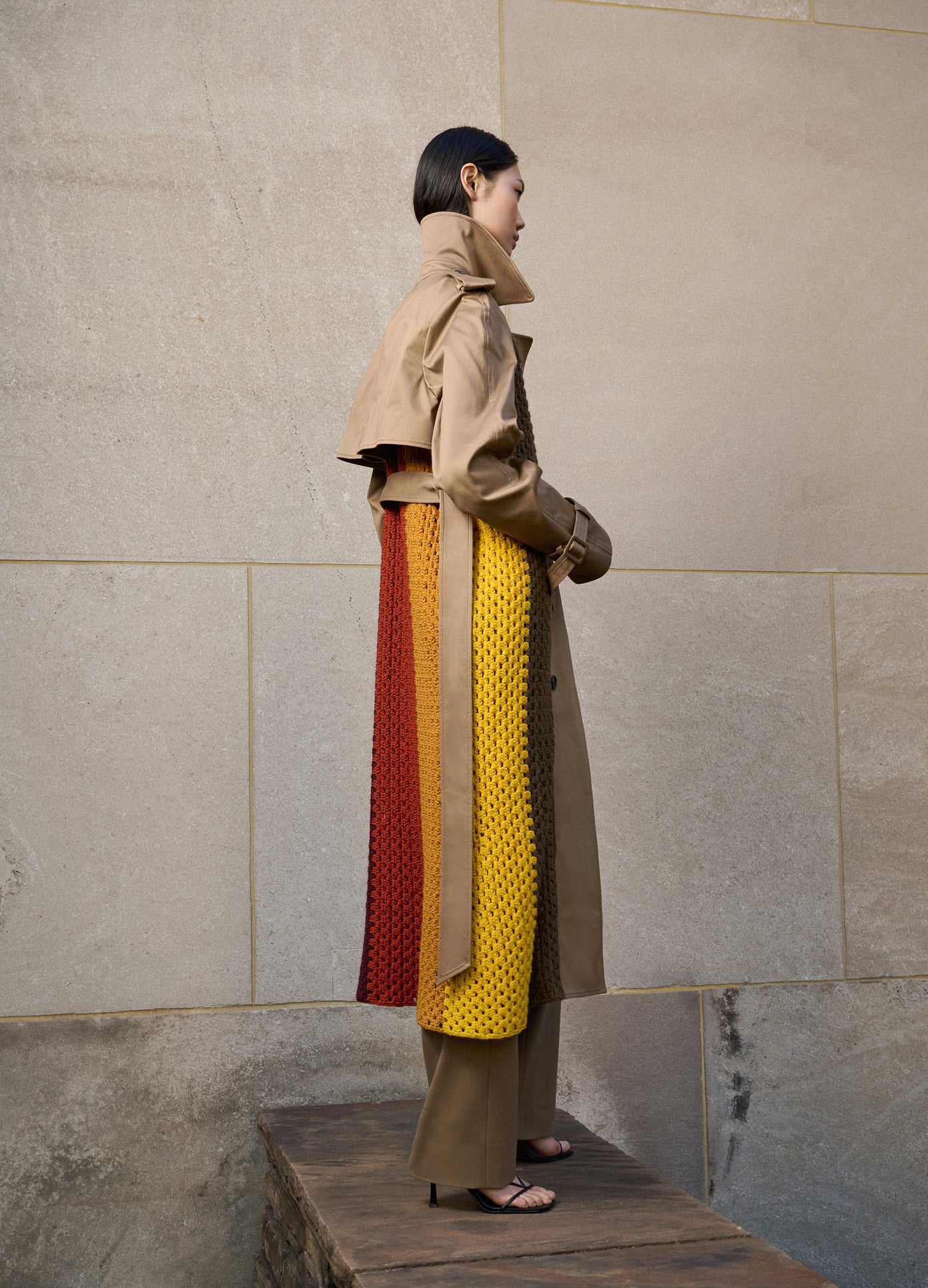 Crochet Combo Trench Coat - republicanstateiCrochet Combo Trench Coat - republicanstatei