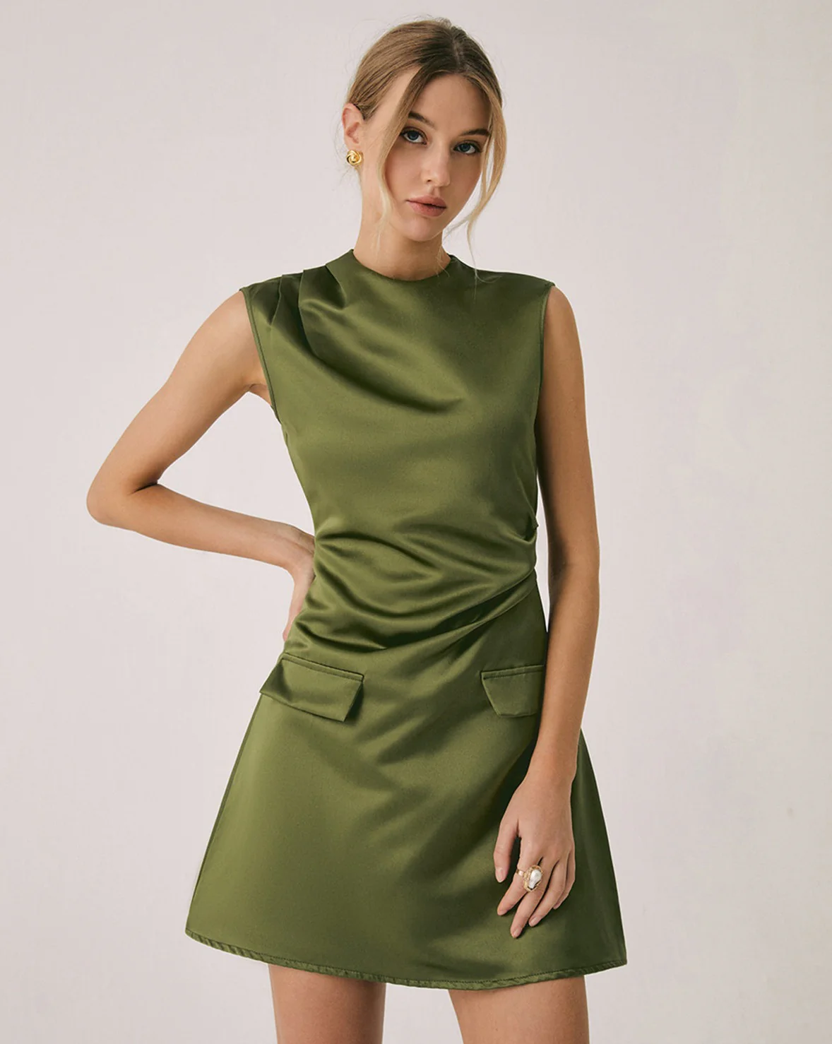 Satin Crew Neck Short Dress - republicanstateiSatin Crew Neck Short Dress - republicanstatei