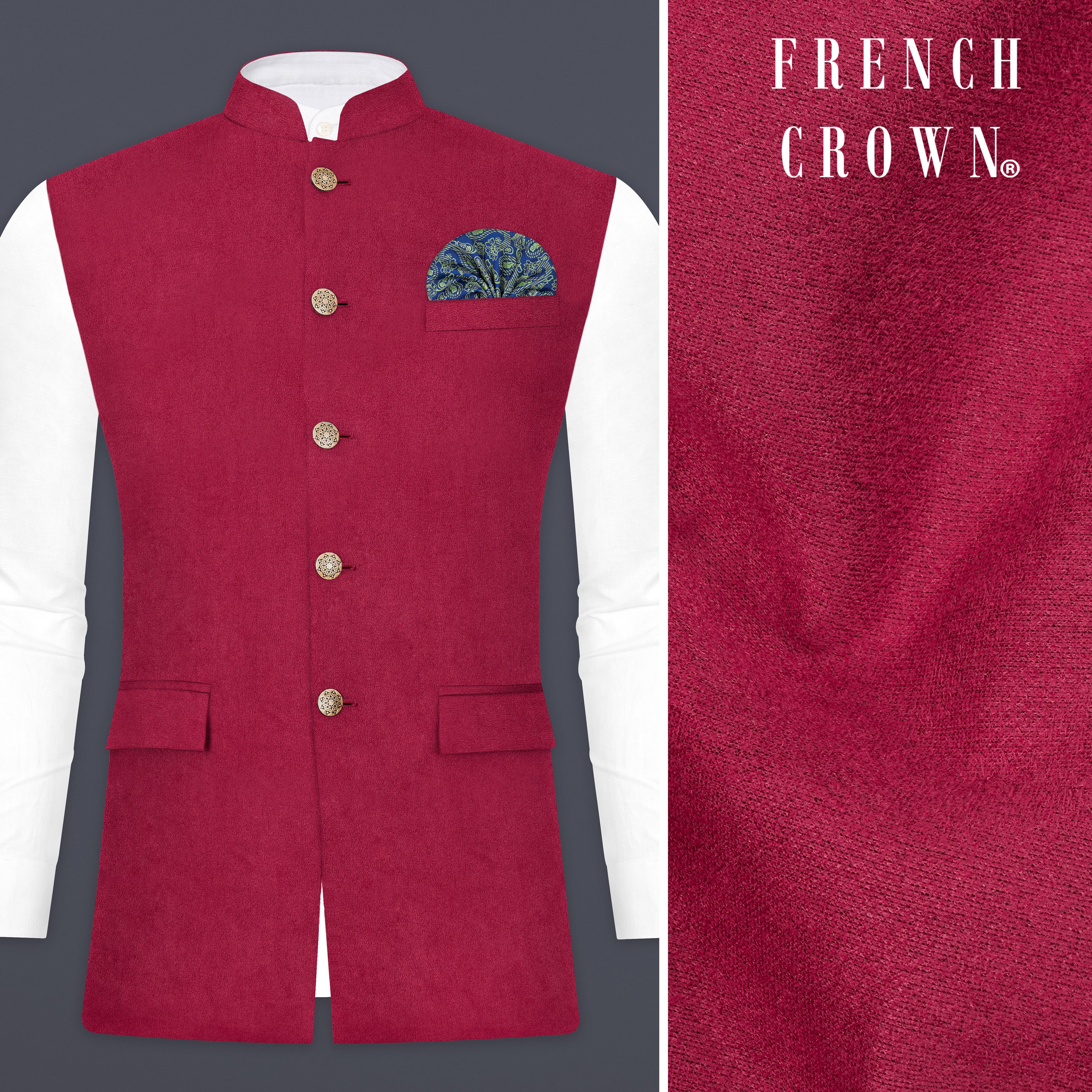 Claret Red Velvet Nehru Jacket - republicanstateiClaret Red Velvet Nehru Jacket - republicanstatei
