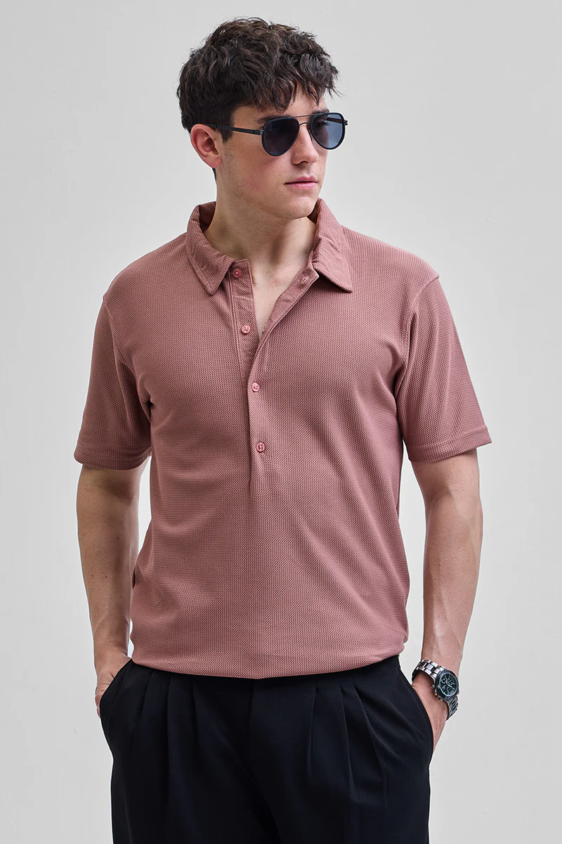 Mauve Textured Polo T-Shirt - republicanstateiMauve Textured Polo T-Shirt - republicanstatei