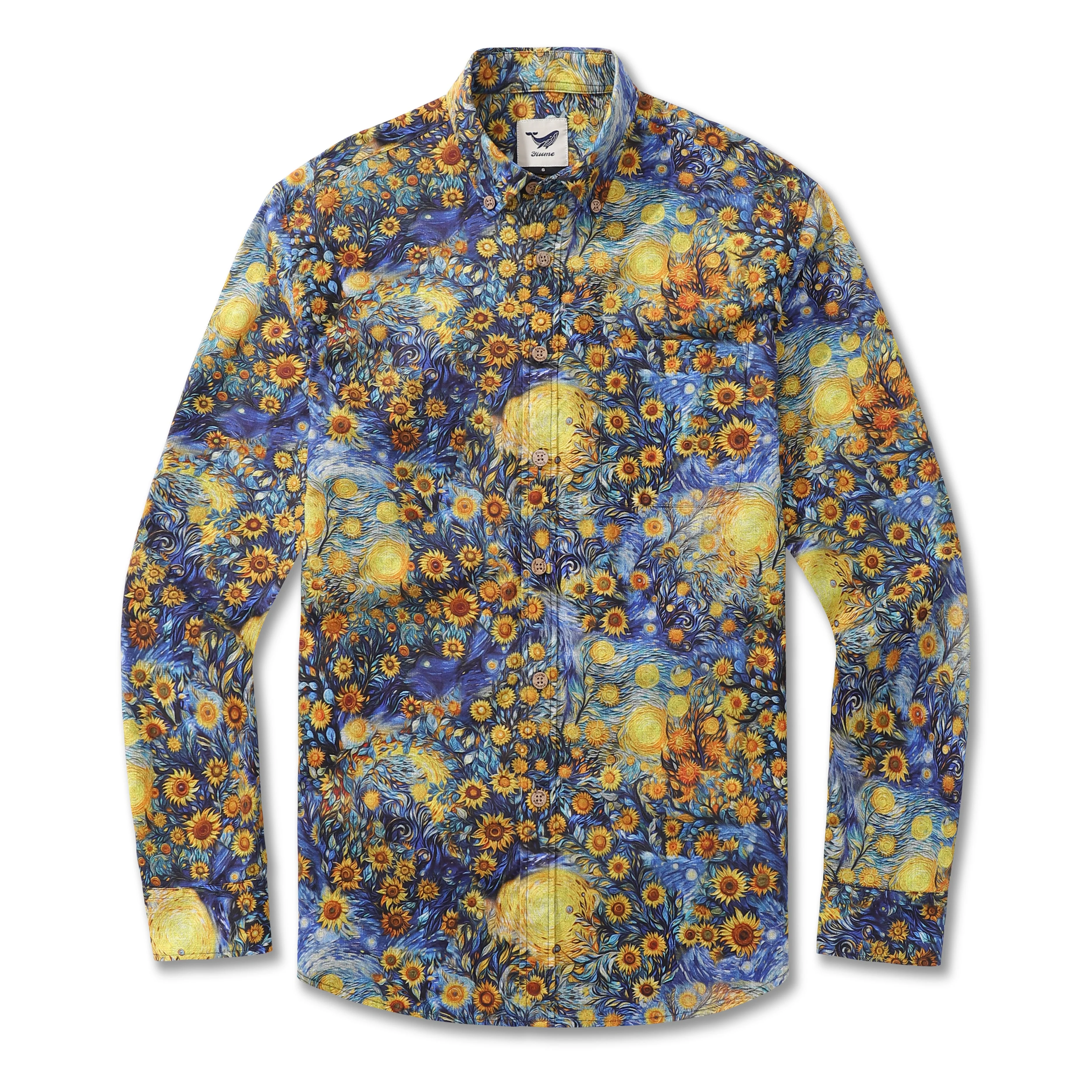 Long Sleeve Hawaiian Shirt For Men Van Gogh Sunflower Cotton Button-down Aloha Shirt - republicanstateiLong Sleeve Hawaiian Shirt For Men Van Gogh Sunflower Cotton Button-down Aloha Shirt - republicanstatei