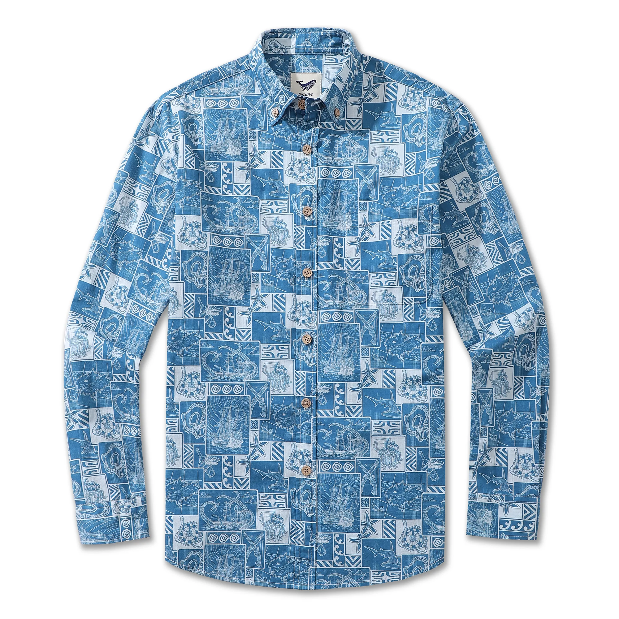 Men's Hawaiian Shirt Pirate's Adventure Cotton Button-down Long Sleeve Aloha Shirt - republicanstateiMen's Hawaiian Shirt Pirate's Adventure Cotton Button-down Long Sleeve Aloha Shirt - republicanstatei