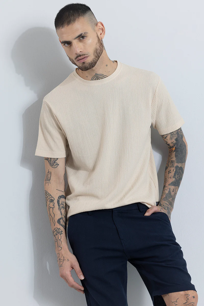 Tactile Beige Textured T-Shirt - republicanstateiTactile Beige Textured T-Shirt - republicanstatei