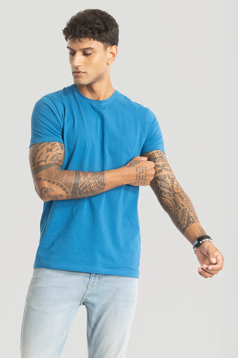 Blue Plain Slim Fit T-Shirt - republicanstateiBlue Plain Slim Fit T-Shirt - republicanstatei