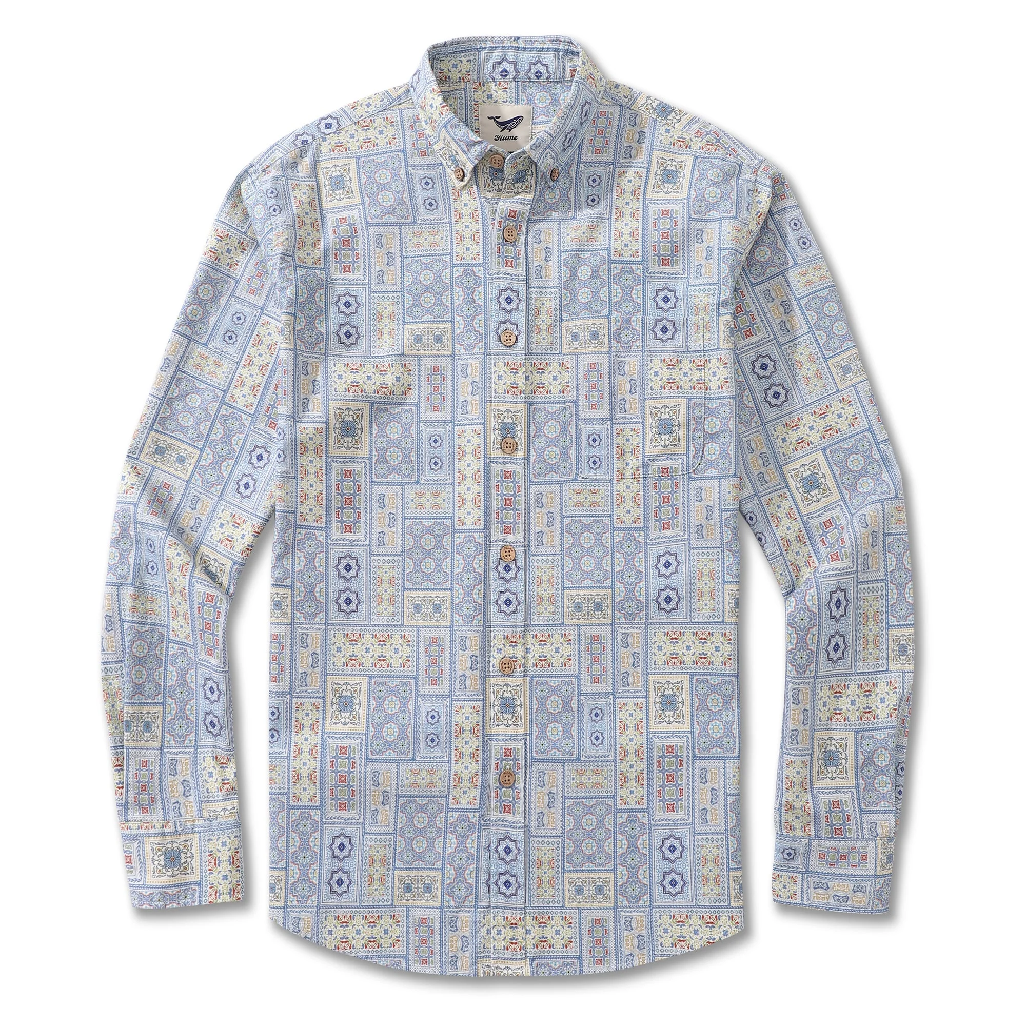 Men's Hawaiian Shirt Moroccan Mosaic Magic Cotton Button-down Long Sleeve Aloha Shirt - republicanstateiMen's Hawaiian Shirt Moroccan Mosaic Magic Cotton Button-down Long Sleeve Aloha Shirt - republicanstatei