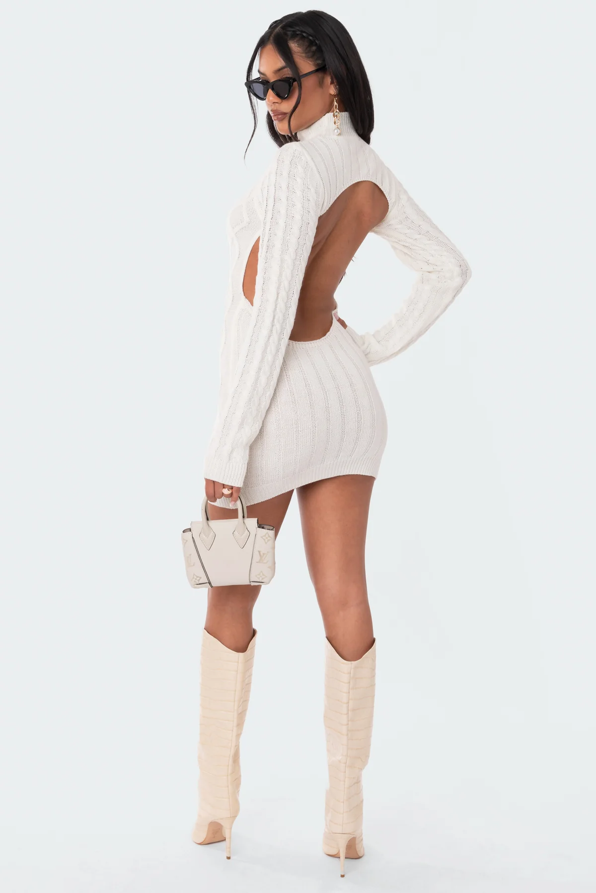 Cable Knit Open Back Dress - republicanstateiCable Knit Open Back Dress - republicanstatei