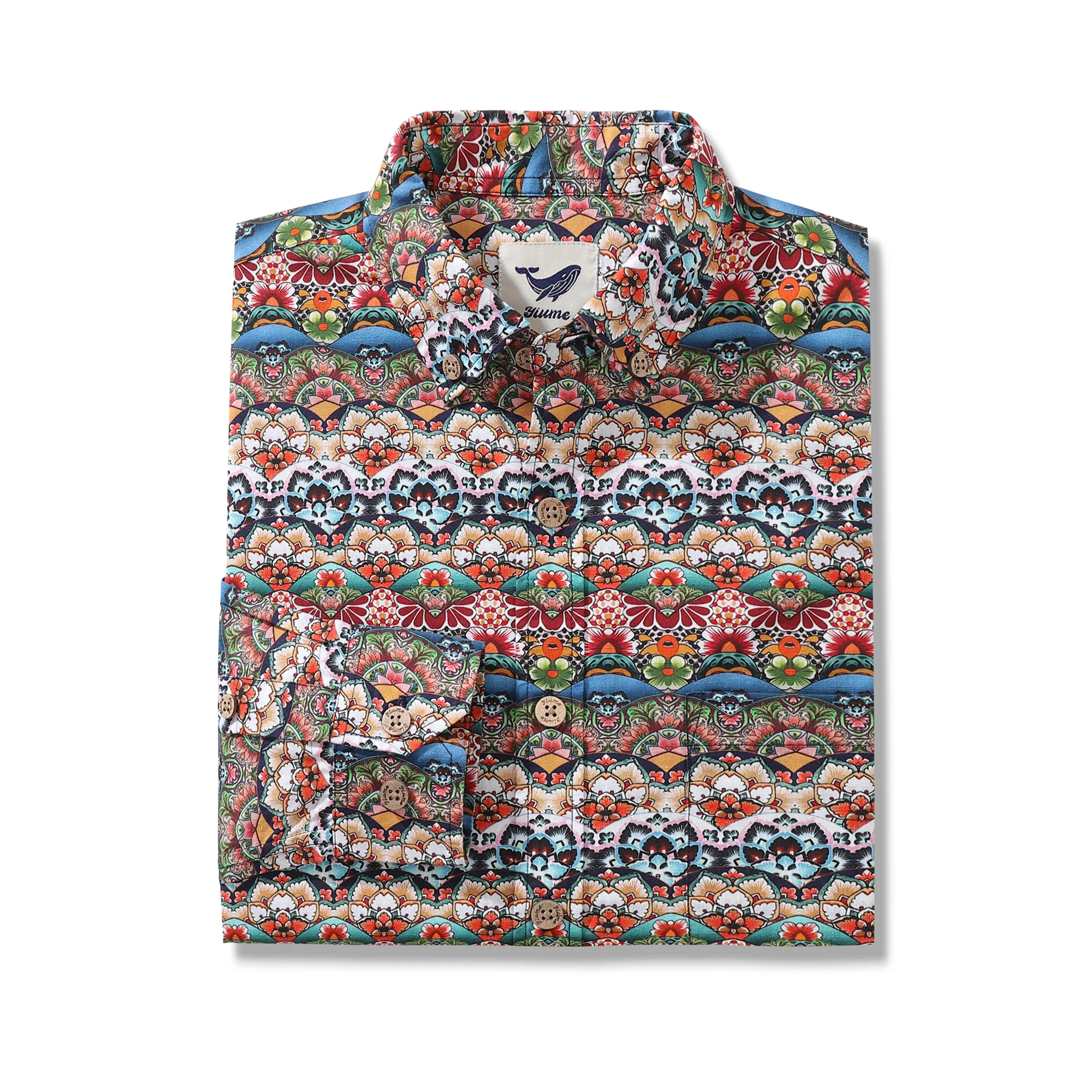 Men's Hawaiian Shirt Tropical Groove Cotton Button-down Long Sleeve Aloha Shirt - republicanstateiMen's Hawaiian Shirt Tropical Groove Cotton Button-down Long Sleeve Aloha Shirt - republicanstatei