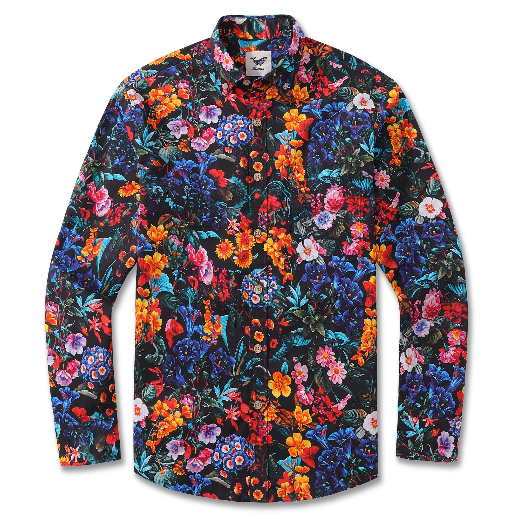 Long Sleeve Hawaiian Shirt For Men Colorful Garden Cotton Button-down Aloha Shirt - republicanstateiLong Sleeve Hawaiian Shirt For Men Colorful Garden Cotton Button-down Aloha Shirt - republicanstatei