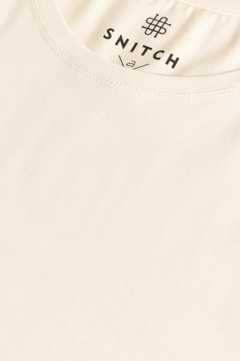 Cream Plain Slim Fit T-Shirt - republicanstateiCream Plain Slim Fit T-Shirt - republicanstatei