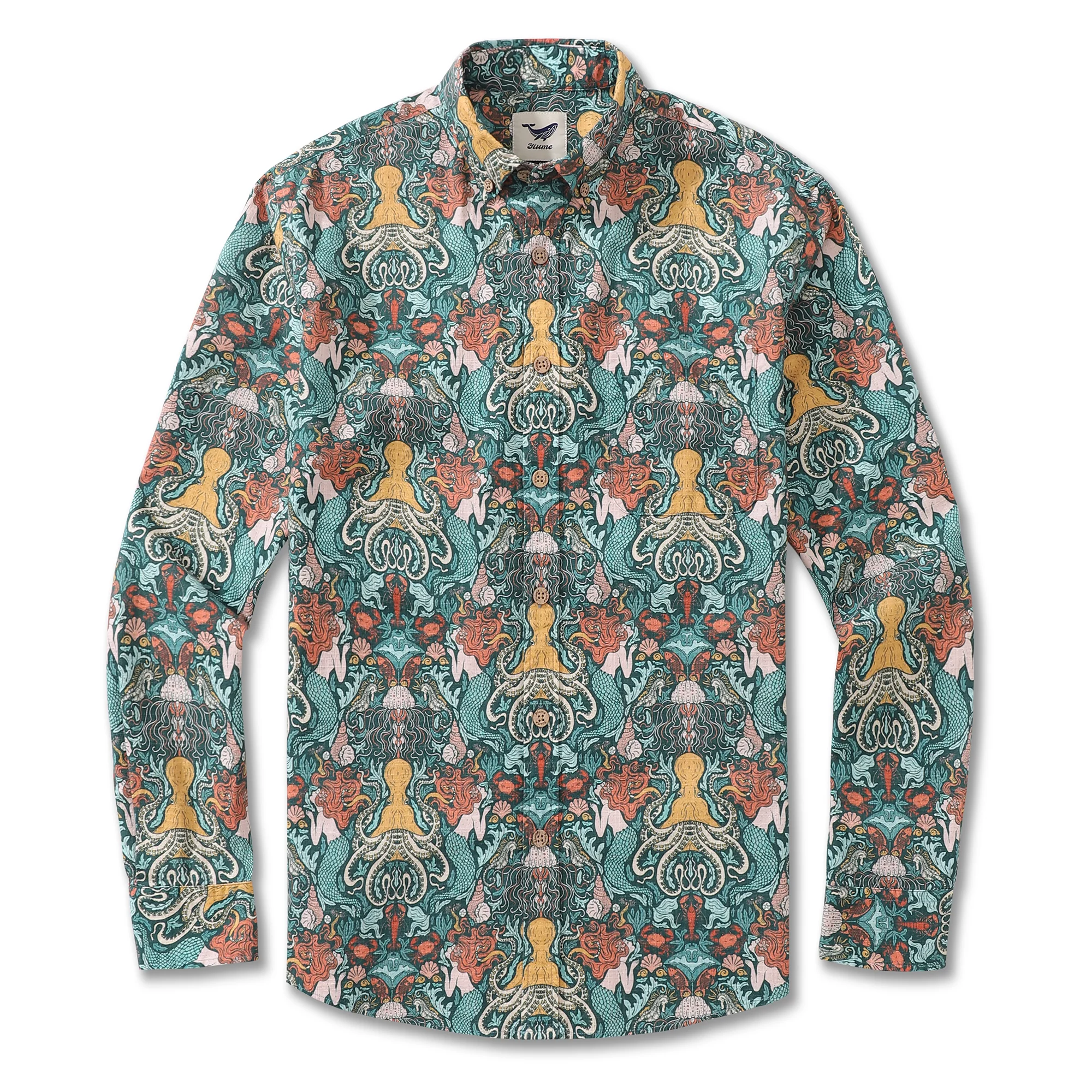 Men's Hawaiian Shirt Mermaid By Jillian Anderson Cotton Button-down Long Sleeve Aloha Shirt - republicanstateiMen's Hawaiian Shirt Mermaid By Jillian Anderson Cotton Button-down Long Sleeve Aloha Shirt - republicanstatei
