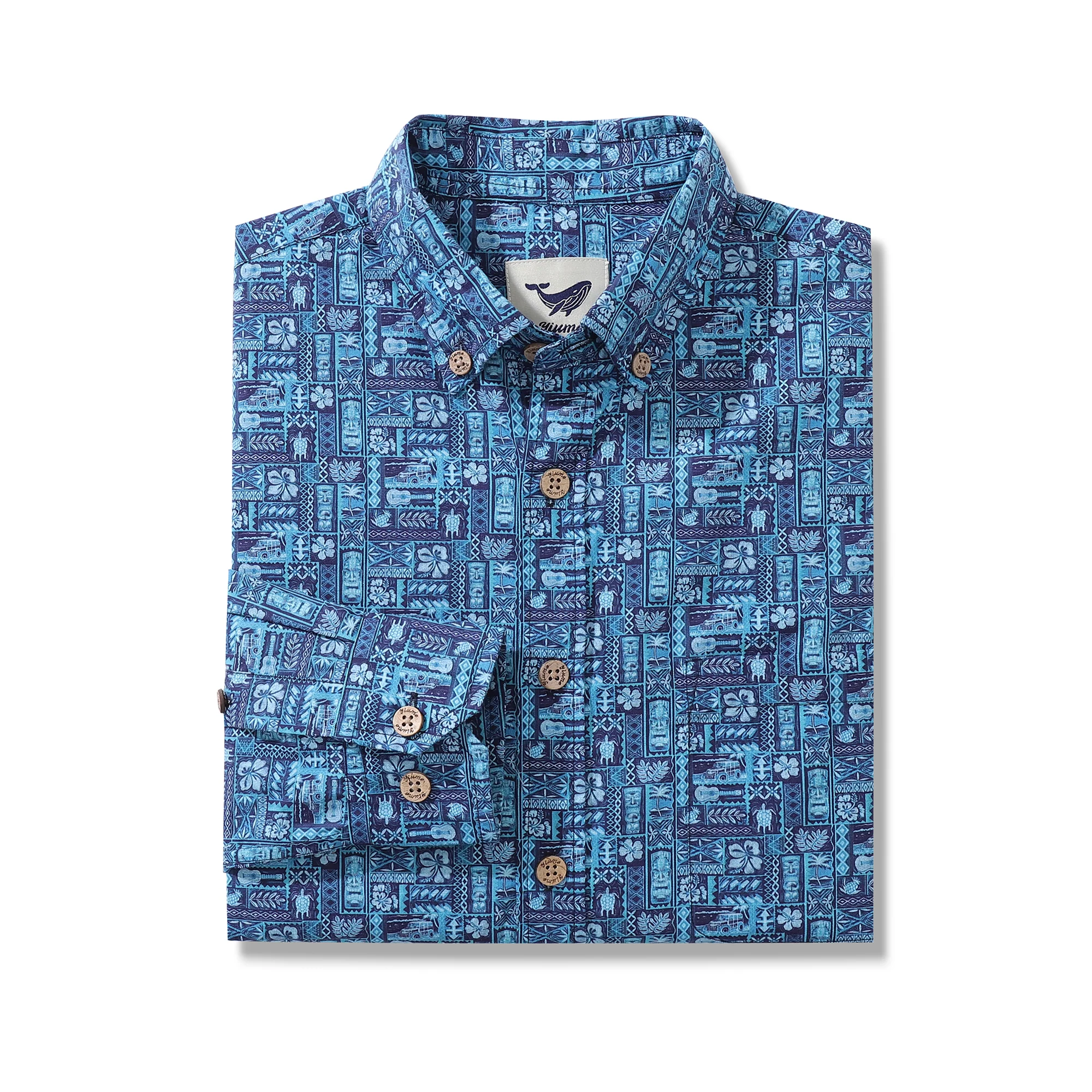 Men's Hawaiian Shirt TIKI Paradise Cotton Button-down Long Sleeve Aloha Shirt - republicanstateiMen's Hawaiian Shirt TIKI Paradise Cotton Button-down Long Sleeve Aloha Shirt - republicanstatei