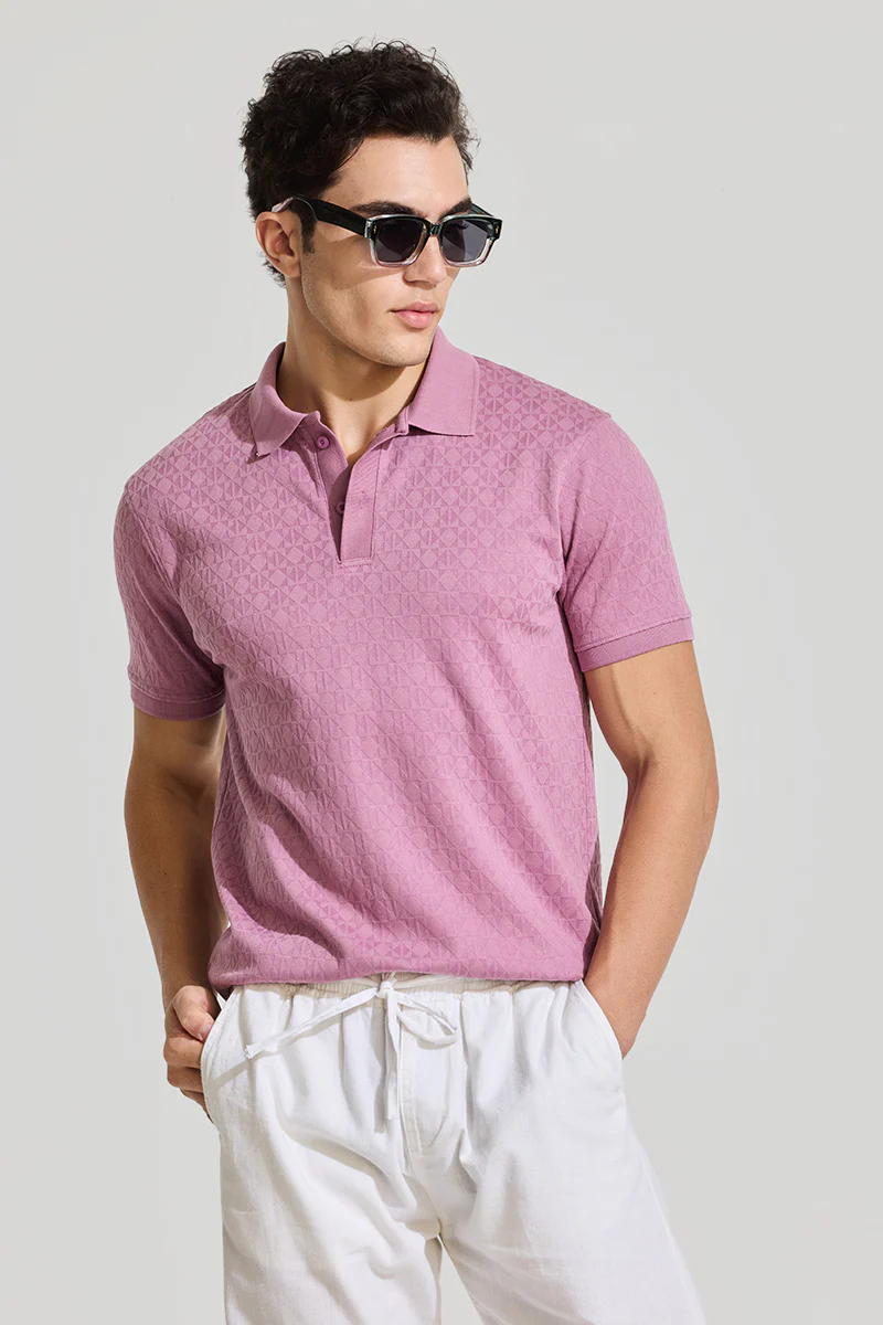 Mauve Textured Polo T-Shirt - republicanstateiMauve Textured Polo T-Shirt - republicanstatei