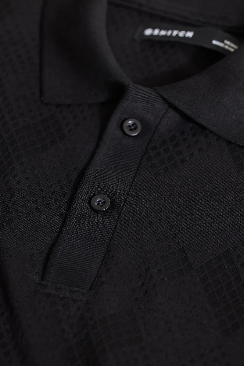Black Textured Polo T-Shirt - republicanstateiBlack Textured Polo T-Shirt - republicanstatei