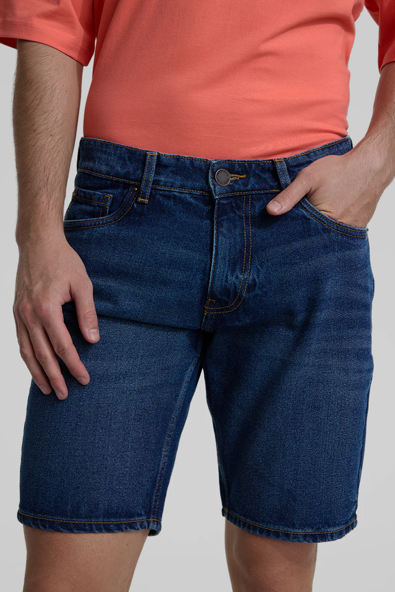 Navy Regular Fit Denim Shorts - republicanstateiNavy Regular Fit Denim Shorts - republicanstatei