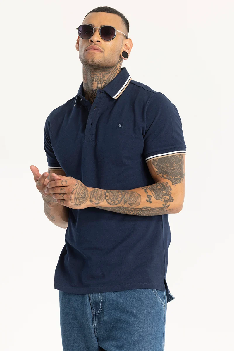 Navy Slim Fit Polo T-Shirt - republicanstateiNavy Slim Fit Polo T-Shirt - republicanstatei