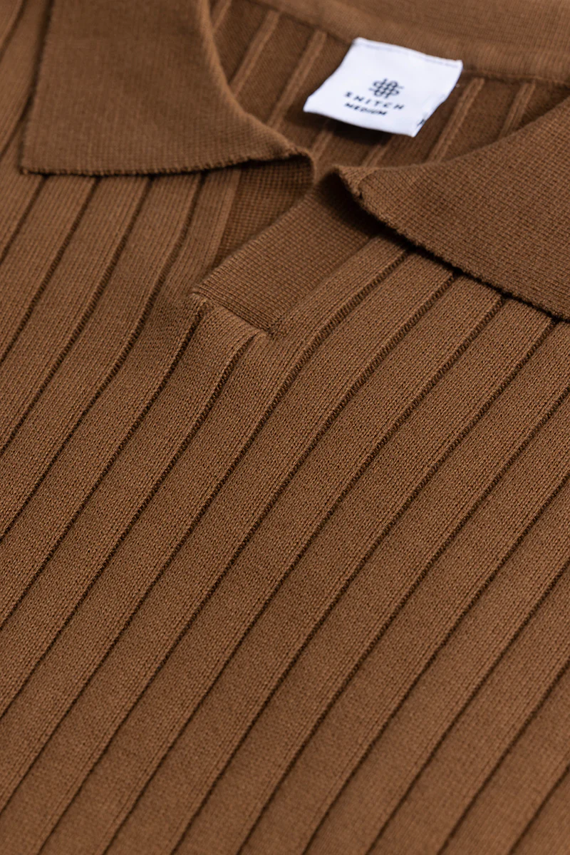 Sleek Striped Brown Polo T-Shirt - republicanstateiSleek Striped Brown Polo T-Shirt - republicanstatei