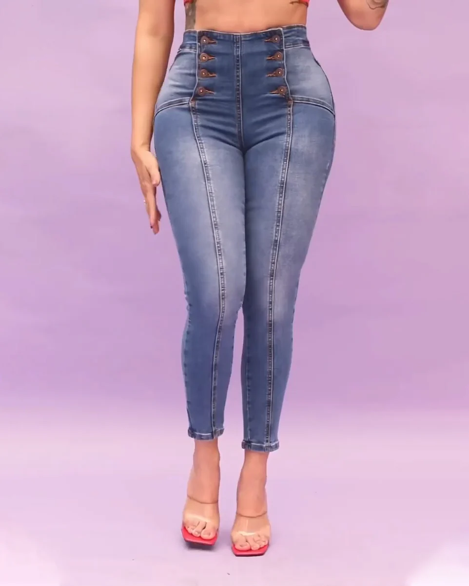 Double Buttons Stretchy Jeans - republicanstateiDouble Buttons Stretchy Jeans - republicanstatei