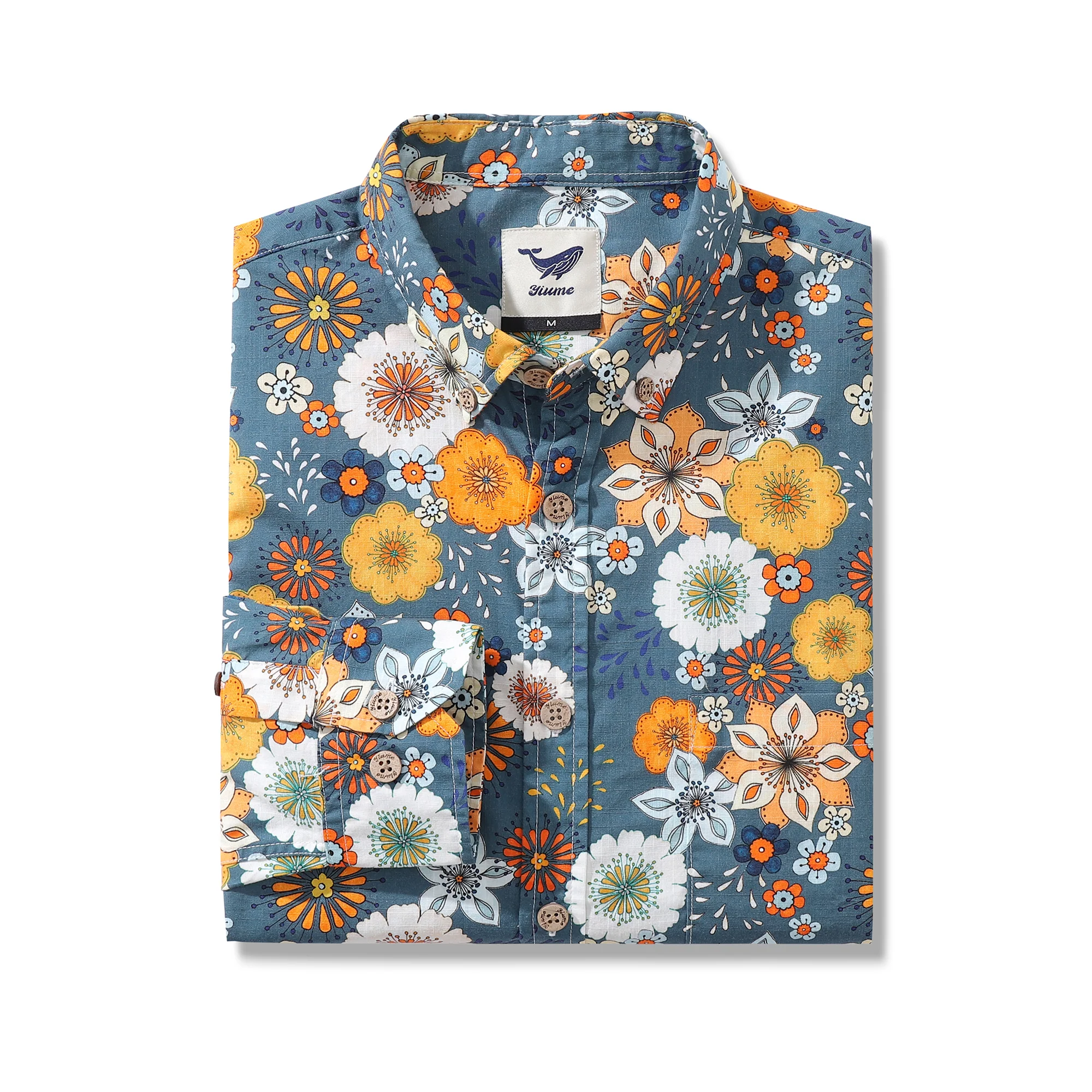 Men's Long Sleeve Hawaiian Shirt 60's Floral Print By Samantha O' Malley Cotton Button-down Aloha Shirt - republicanstateiMen's Long Sleeve Hawaiian Shirt 60's Floral Print By Samantha O' Malley Cotton Button-down Aloha Shirt - republicanstatei