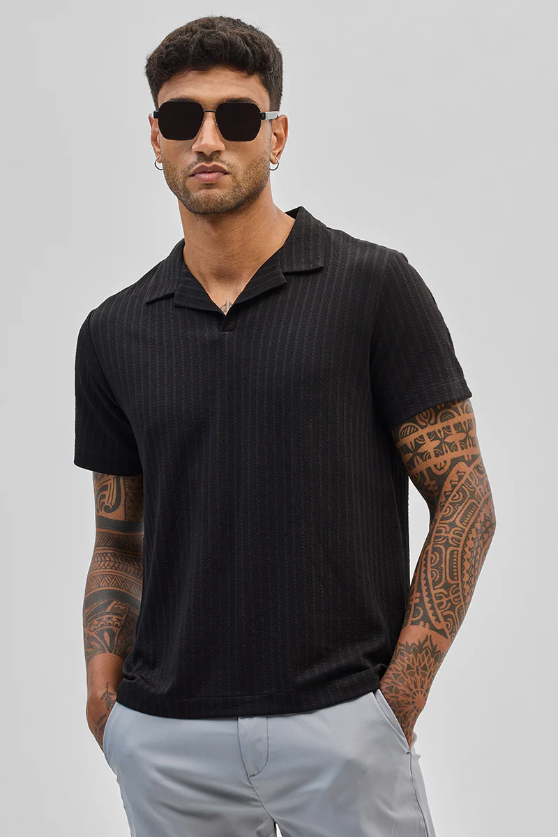 Black Textured Cuban T-Shirt - republicanstateiBlack Textured Cuban T-Shirt - republicanstatei