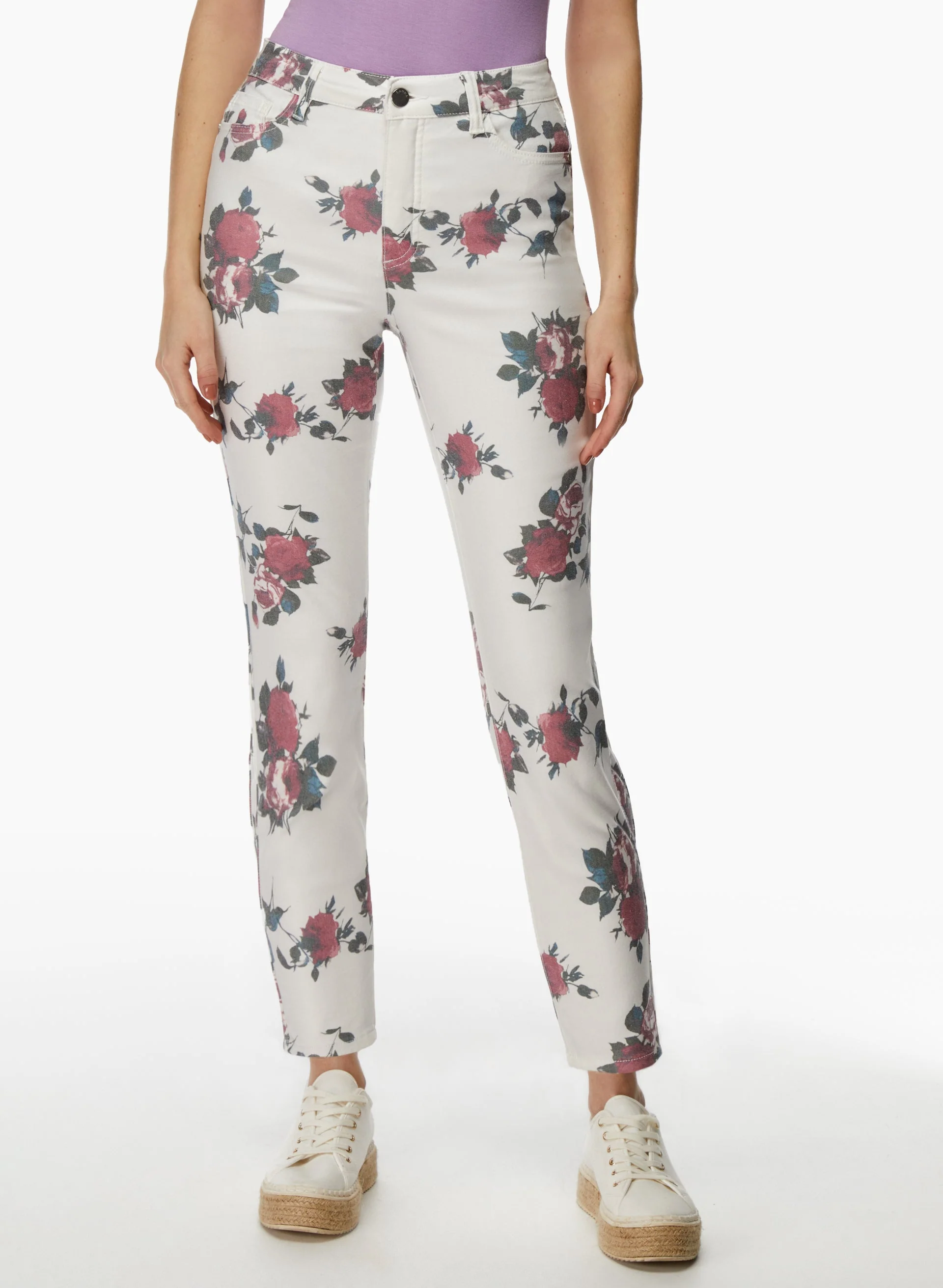 Floral Print Slim Leg Jeans - republicanstateiFloral Print Slim Leg Jeans - republicanstatei