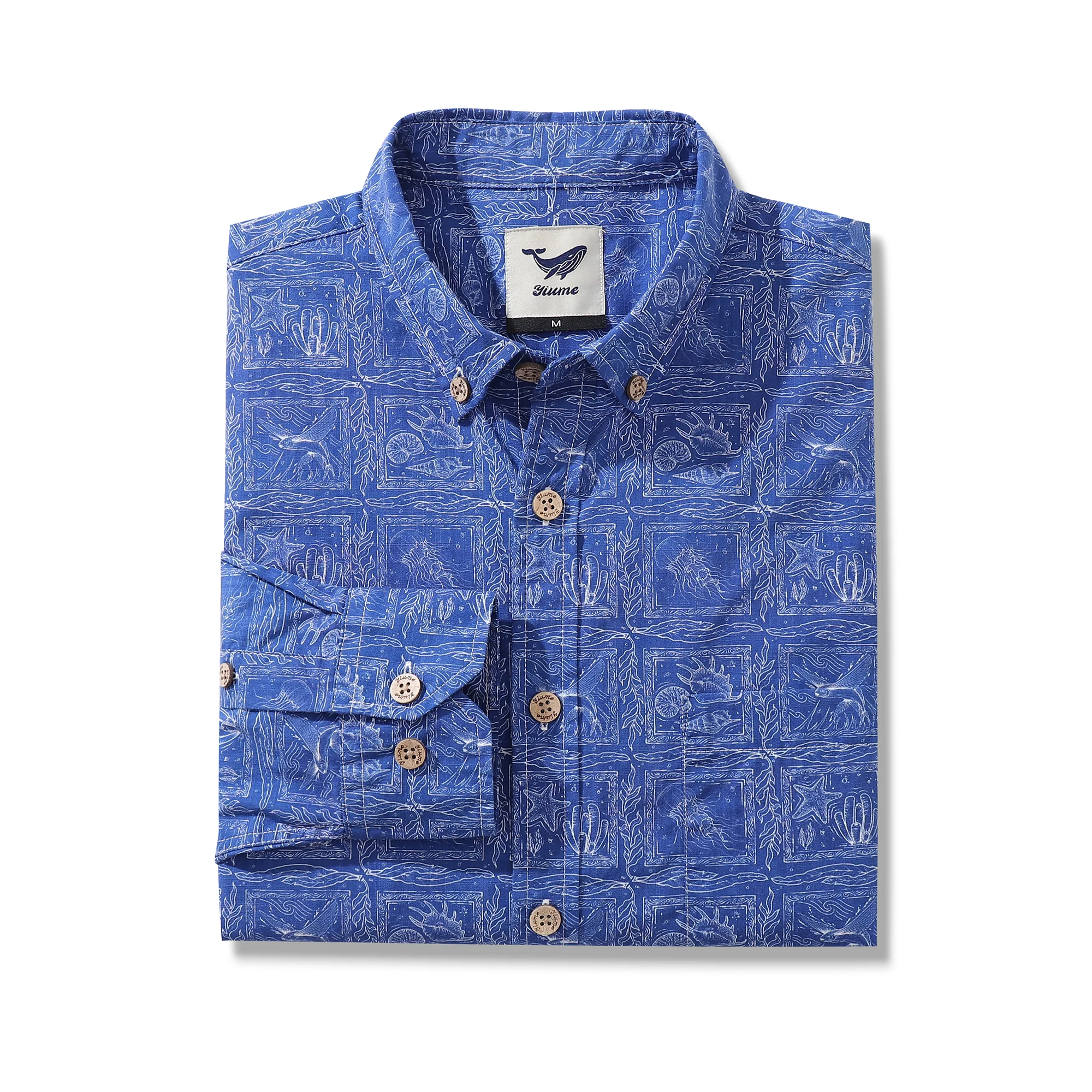 Men's Hawaiian Shirt Seascapes Serenade Print Cotton Button-down Long Sleeve Aloha Shirt - republicanstateiMen's Hawaiian Shirt Seascapes Serenade Print Cotton Button-down Long Sleeve Aloha Shirt - republicanstatei