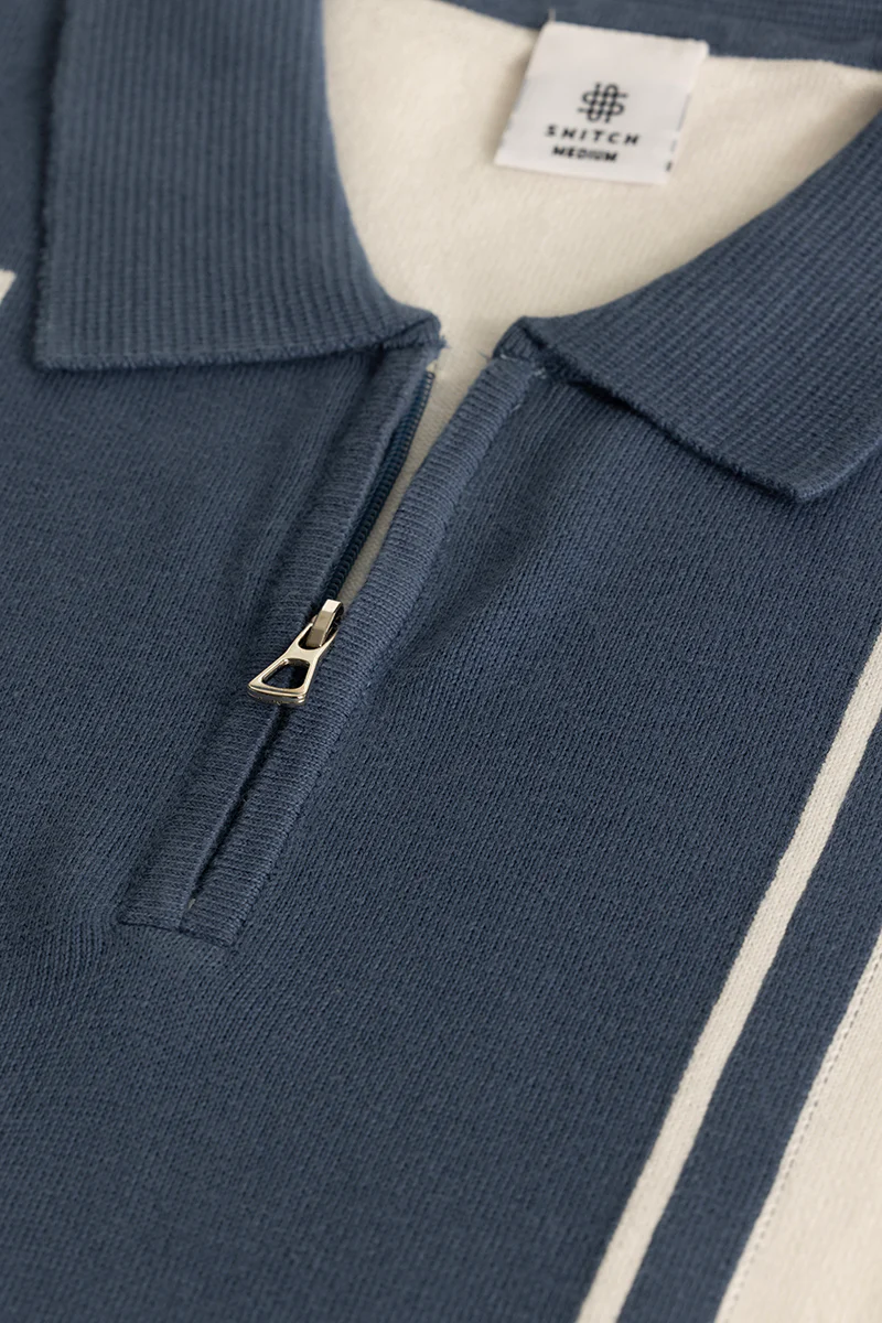 Niels Blue Knitted Polo T-Shirt - republicanstateiNiels Blue Knitted Polo T-Shirt - republicanstatei