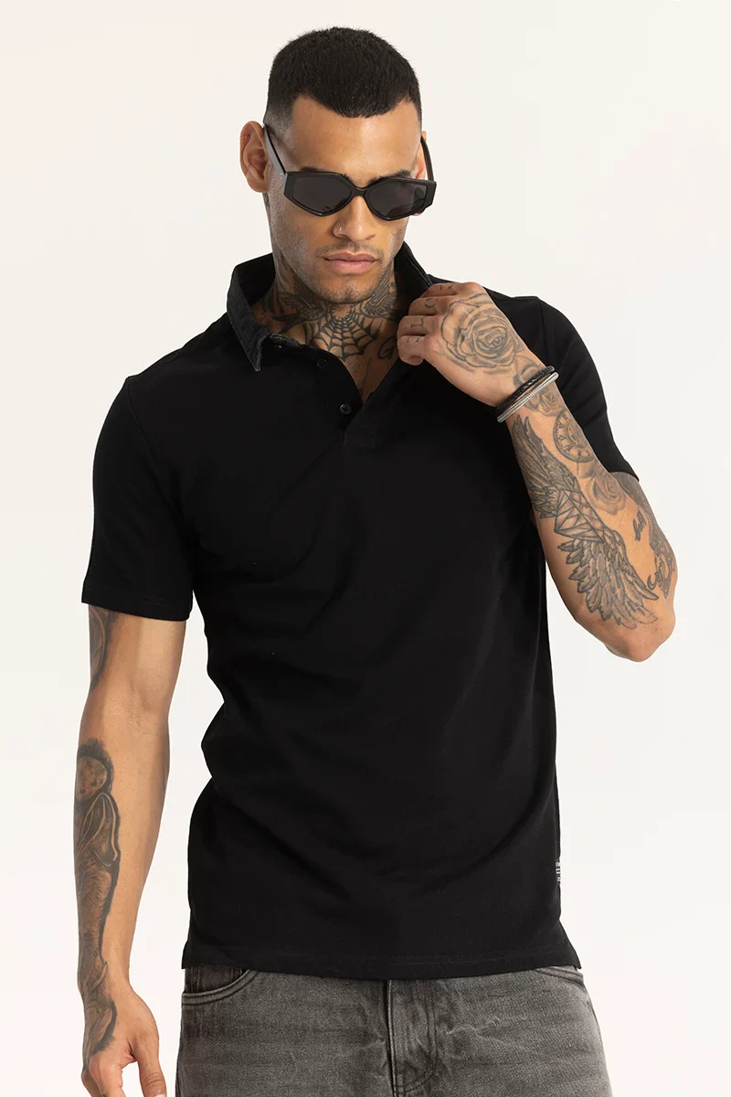 Black Slim Fit Polo T-Shirt - republicanstateiBlack Slim Fit Polo T-Shirt - republicanstatei