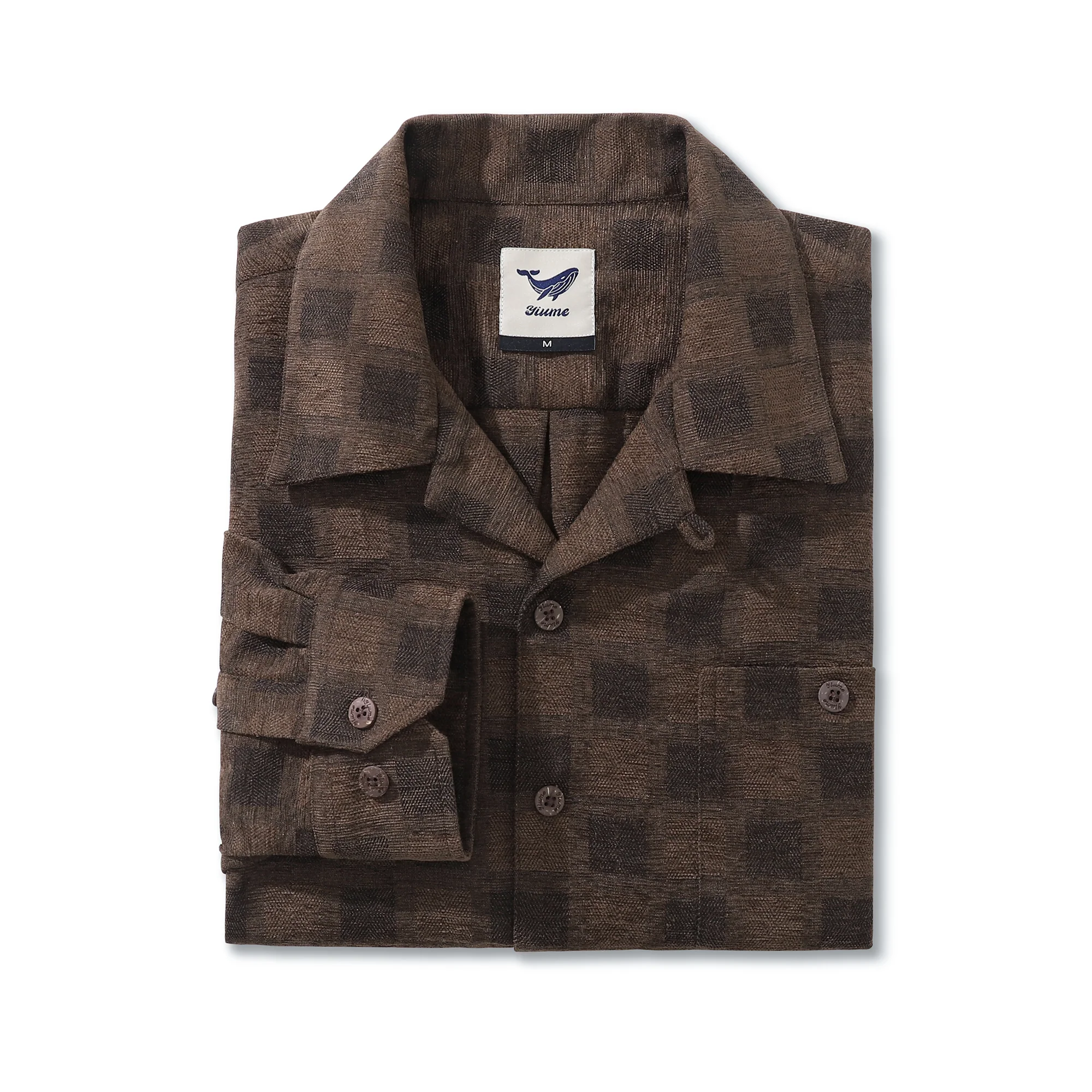 Men's Hawaiian Shirt Cotton Camp Collar Long Sleeve Classic Check Shirt - KHAKI - republicanstateiMen's Hawaiian Shirt Cotton Camp Collar Long Sleeve Classic Check Shirt - KHAKI - republicanstatei