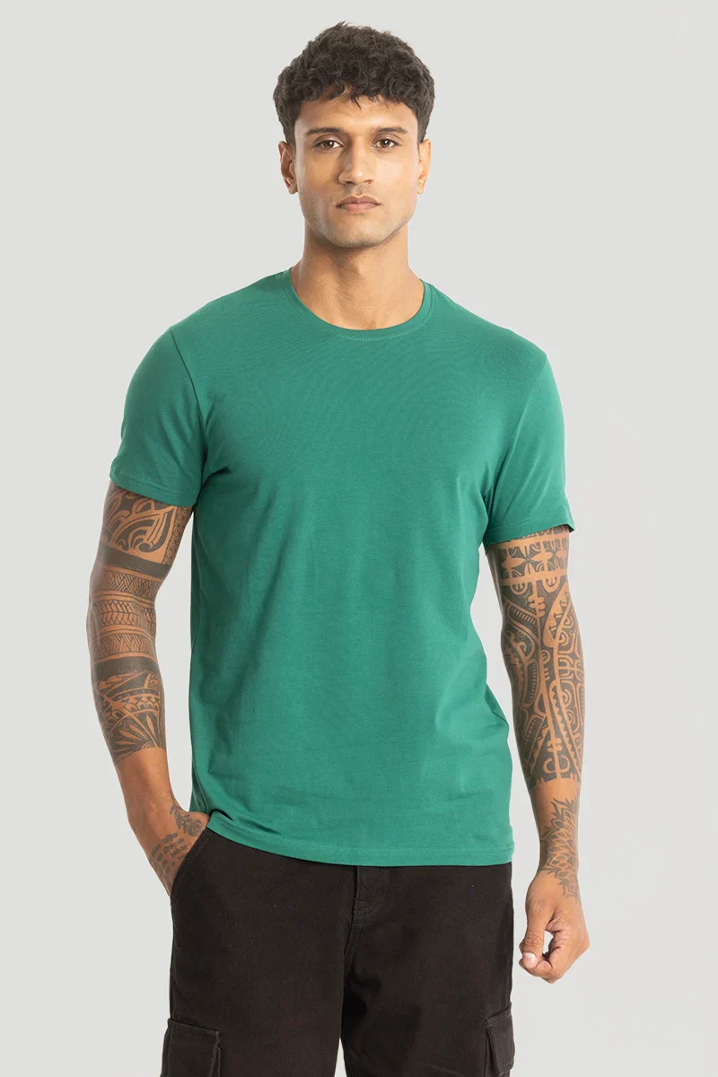 Green Plain Slim Fit T-Shirt - republicanstateiGreen Plain Slim Fit T-Shirt - republicanstatei