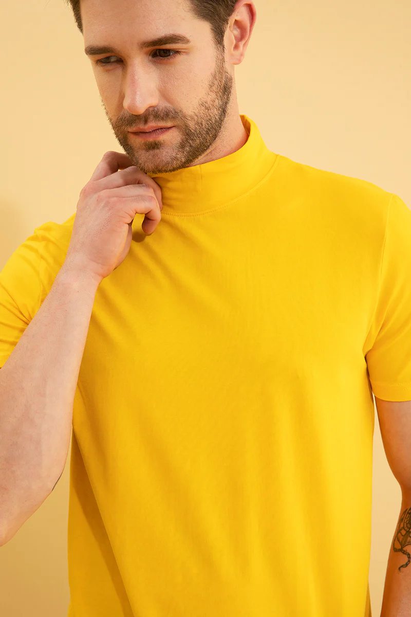 Solid Yellow Turtle Neck T-Shirt - republicanstateiSolid Yellow Turtle Neck T-Shirt - republicanstatei