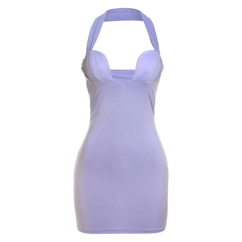 Halter solid backless mini dress - republicanstateiHalter solid backless mini dress - republicanstatei