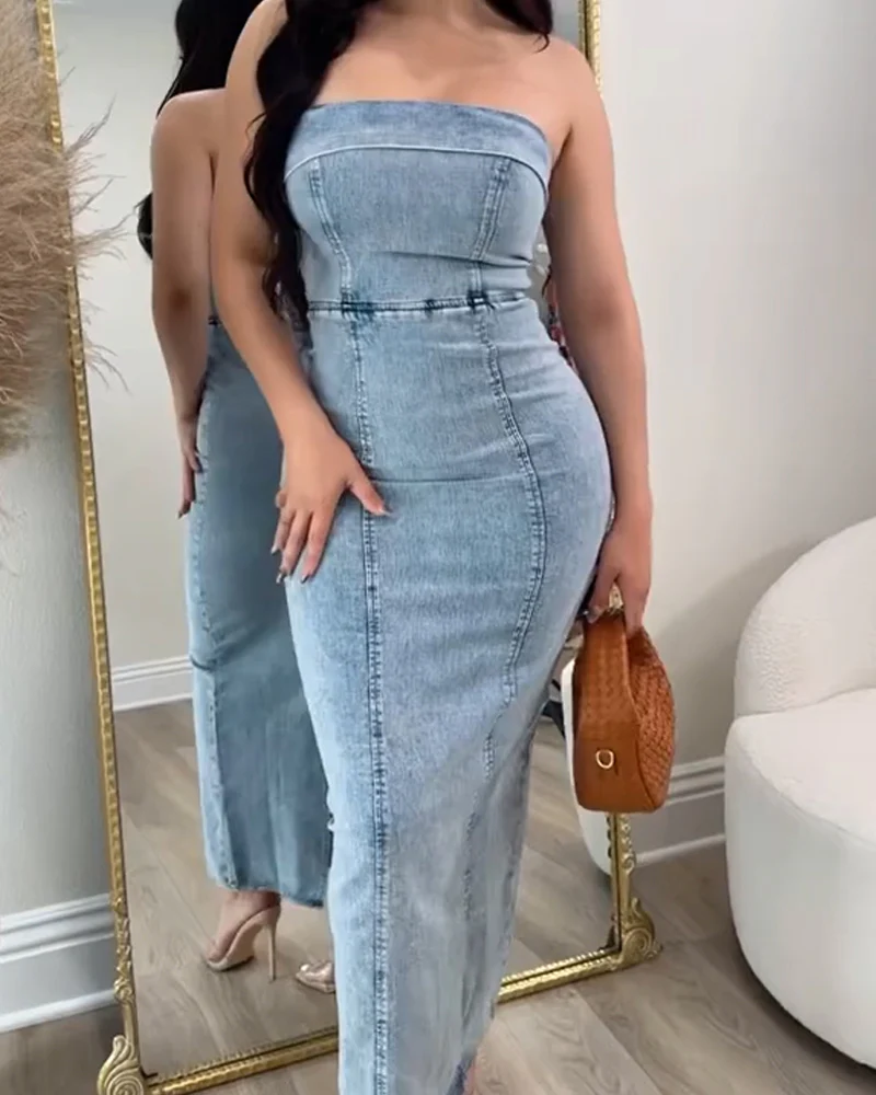 Tube Top Slim Denim Dress - republicanstateiTube Top Slim Denim Dress - republicanstatei