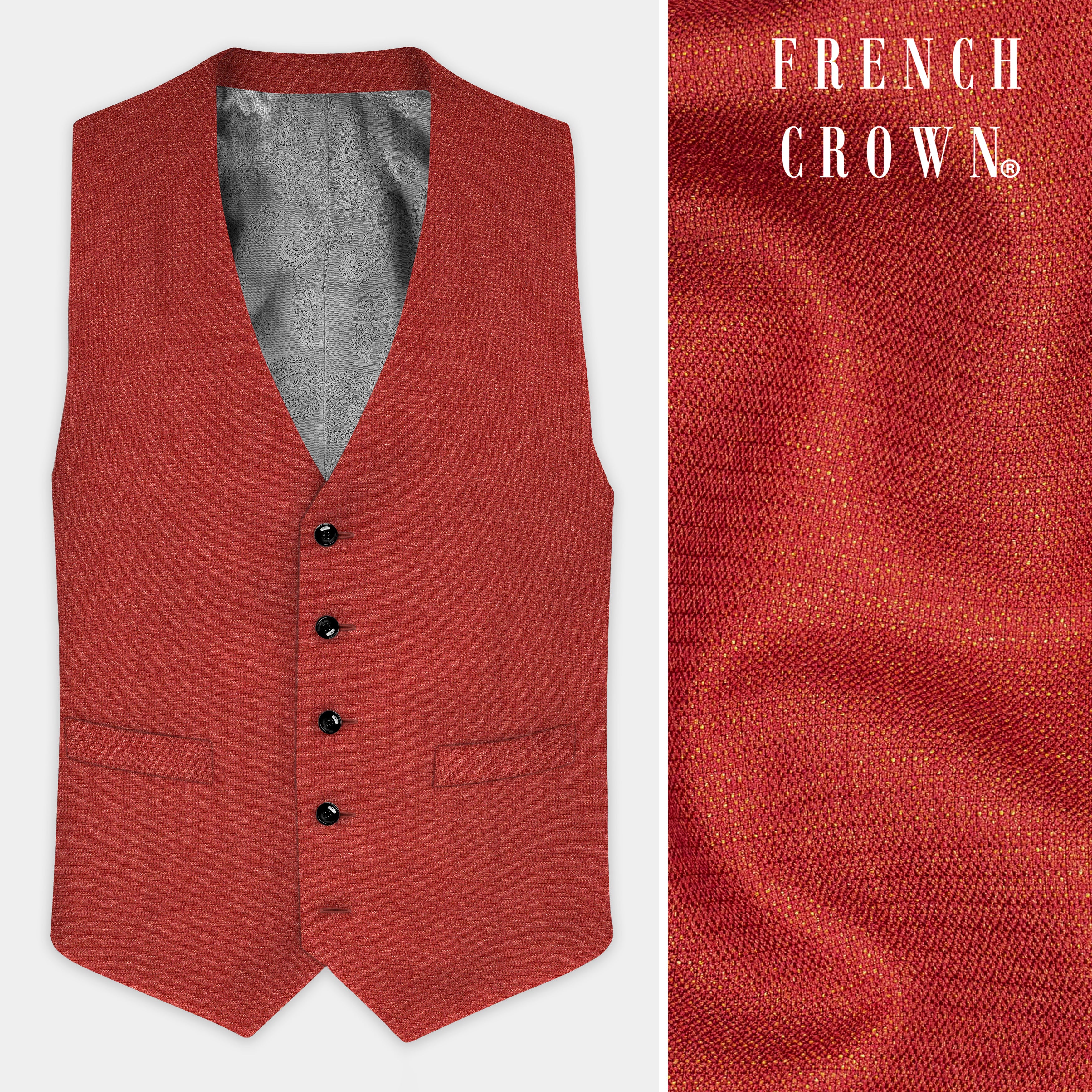 Brick Red Textured Waistcoat - republicanstateiBrick Red Textured Waistcoat - republicanstatei