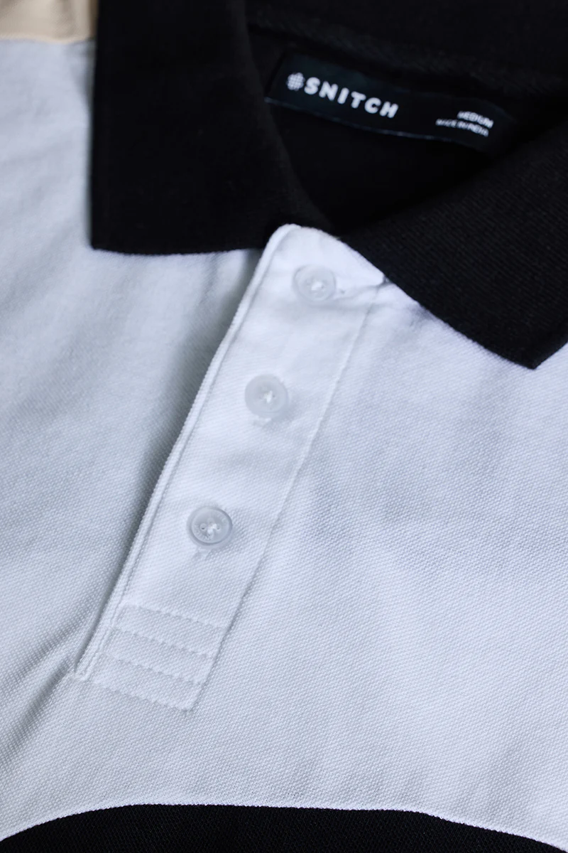 White Colourblocked Polo T-Shirt - republicanstateiWhite Colourblocked Polo T-Shirt - republicanstatei
