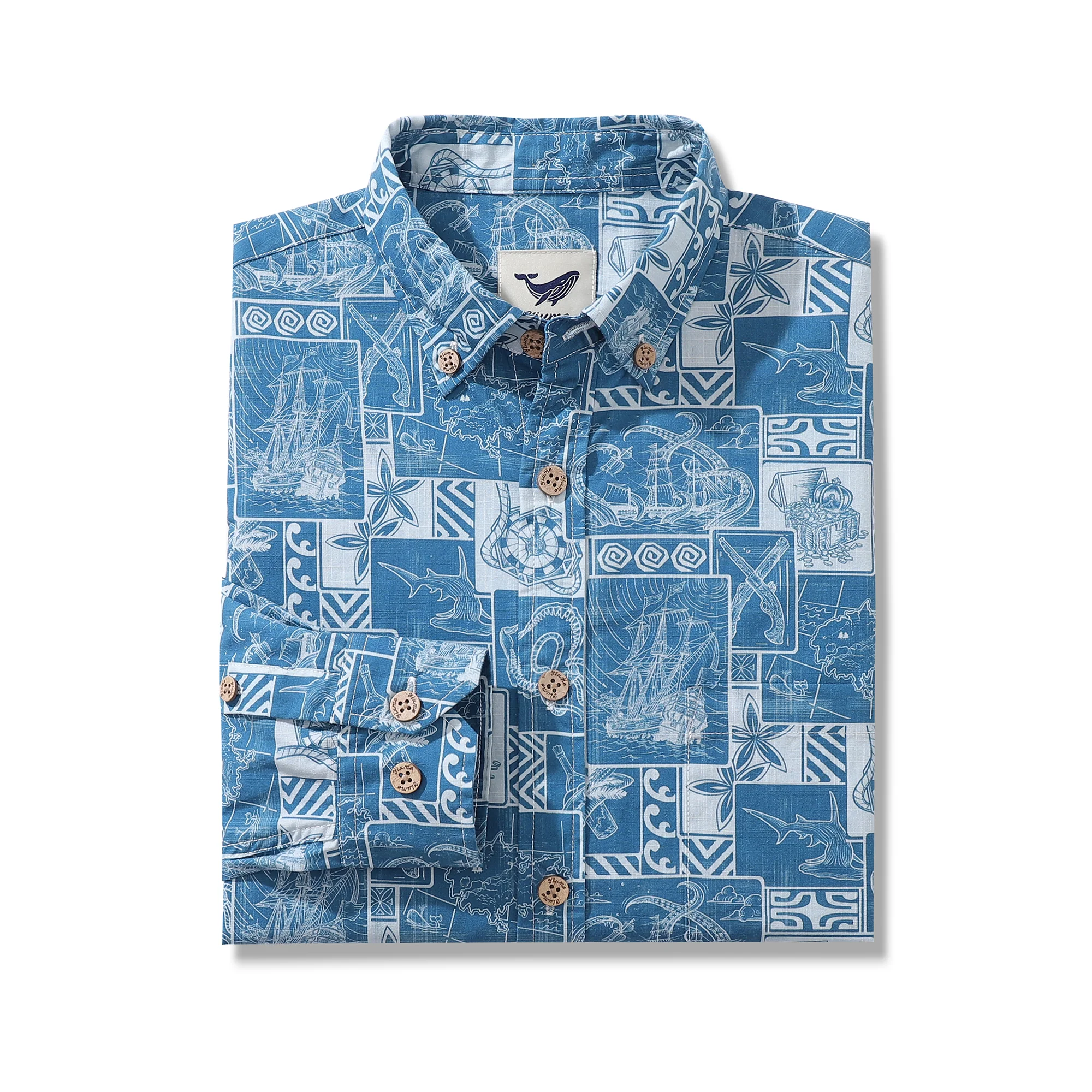Men's Hawaiian Shirt Pirate's Adventure Cotton Button-down Long Sleeve Aloha Shirt - republicanstateiMen's Hawaiian Shirt Pirate's Adventure Cotton Button-down Long Sleeve Aloha Shirt - republicanstatei